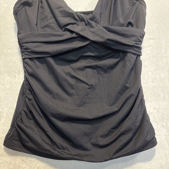 Lands' End Women's Size 8DD Underwire Bra Black Wrap Tankini Swimsuit Top Beach - Picture 4 of 15